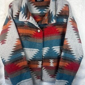 Tribal Patterned Pea Coat